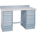 Lista International Technical Workbench w/3 and 4 Drawer Cabinets, Plastic Laminate Top - Gray XSTB41-60PT/LG